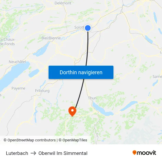 Luterbach to Oberwil Im Simmental map