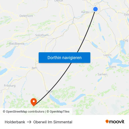 Holderbank to Oberwil Im Simmental map