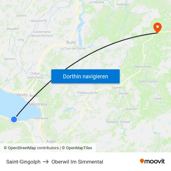 Saint-Gingolph to Oberwil Im Simmental map