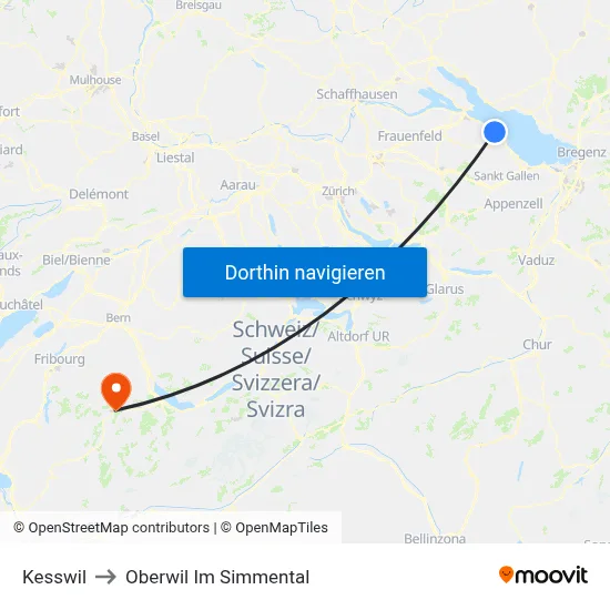 Kesswil to Oberwil Im Simmental map