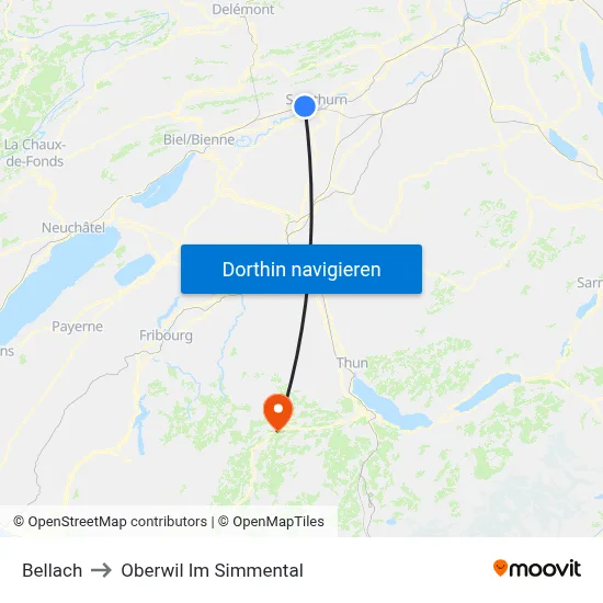 Bellach to Oberwil Im Simmental map
