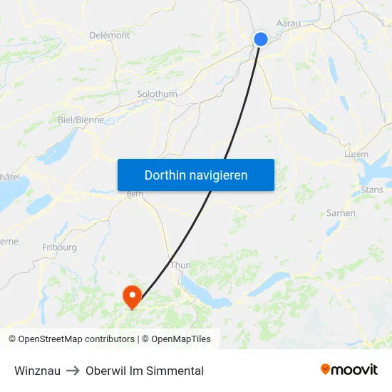 Winznau to Oberwil Im Simmental map