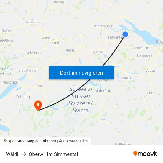 Wäldi to Oberwil Im Simmental map