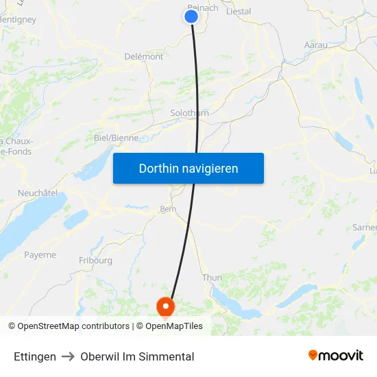 Ettingen to Oberwil Im Simmental map