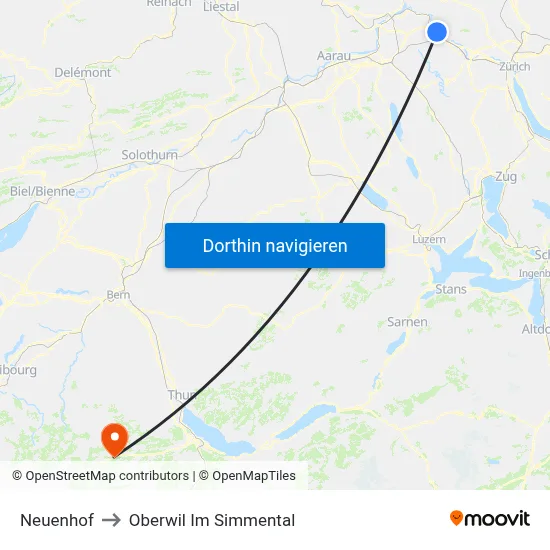 Neuenhof to Oberwil Im Simmental map