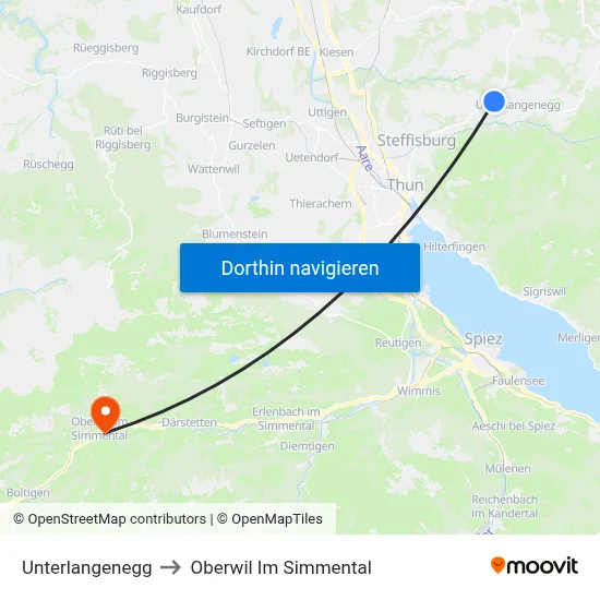 Unterlangenegg to Oberwil Im Simmental map