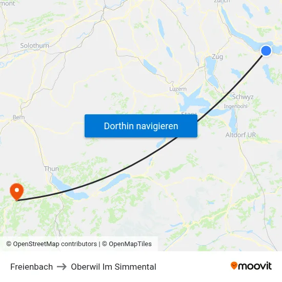 Freienbach to Oberwil Im Simmental map