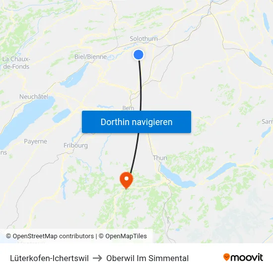 Lüterkofen-Ichertswil to Oberwil Im Simmental map
