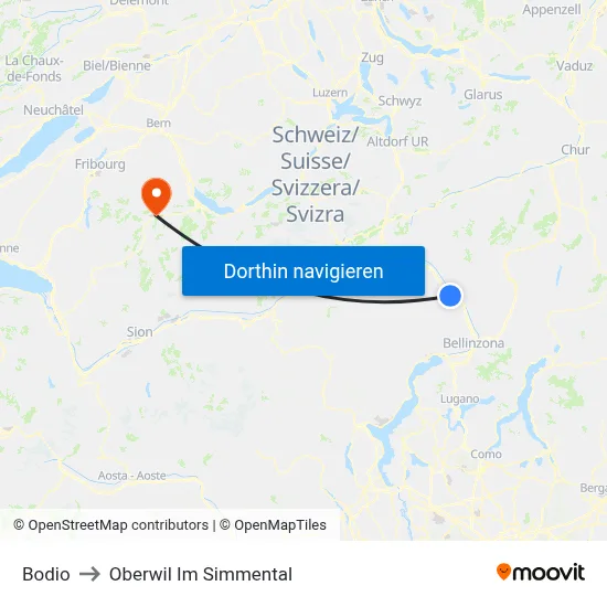 Bodio to Oberwil Im Simmental map