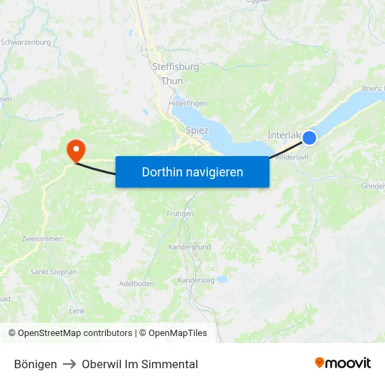 Bönigen to Oberwil Im Simmental map