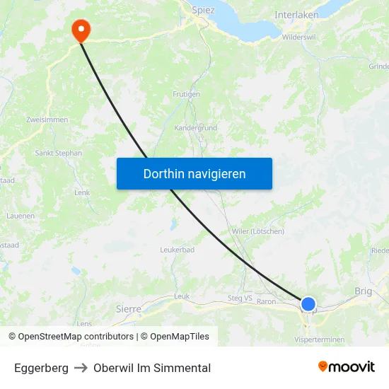 Eggerberg to Oberwil Im Simmental map