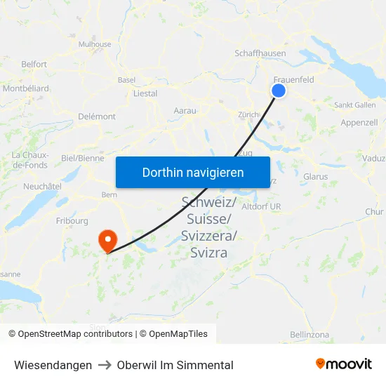Wiesendangen to Oberwil Im Simmental map