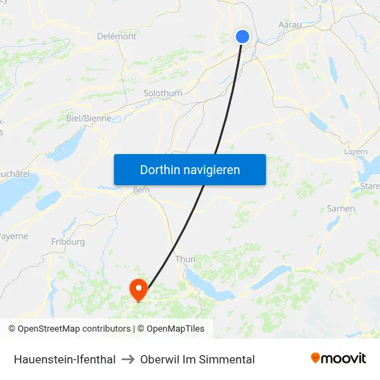 Hauenstein-Ifenthal to Oberwil Im Simmental map
