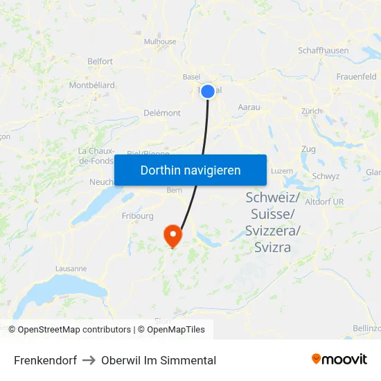 Frenkendorf to Oberwil Im Simmental map