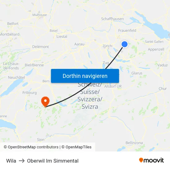 Wila to Oberwil Im Simmental map