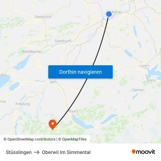Stüsslingen to Oberwil Im Simmental map