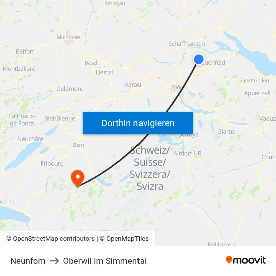 Neunforn to Oberwil Im Simmental map