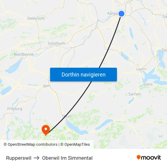 Rupperswil to Oberwil Im Simmental map
