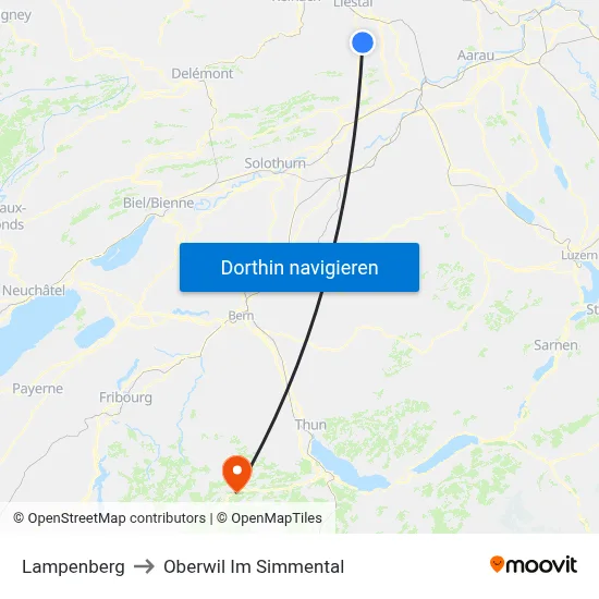 Lampenberg to Oberwil Im Simmental map
