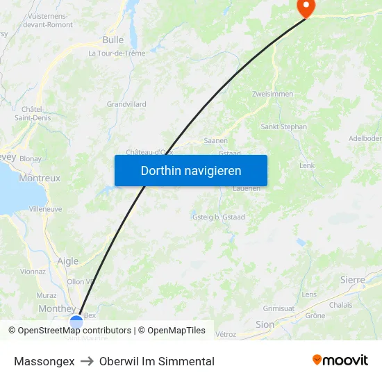 Massongex to Oberwil Im Simmental map
