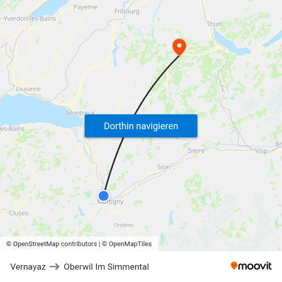 Vernayaz to Oberwil Im Simmental map