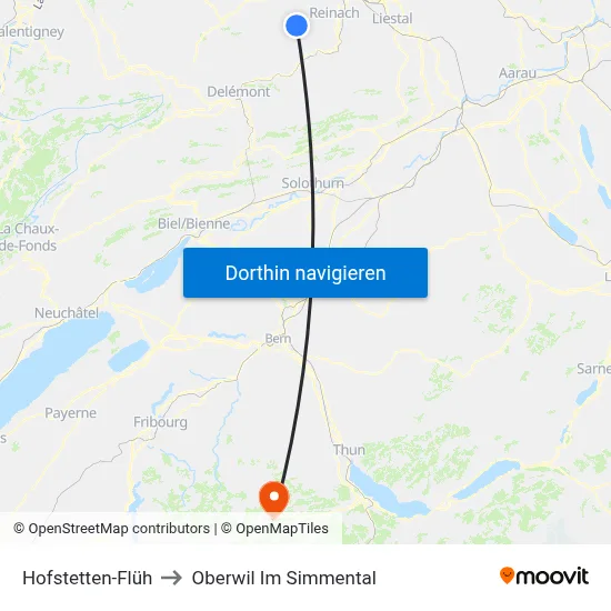 Hofstetten-Flüh to Oberwil Im Simmental map