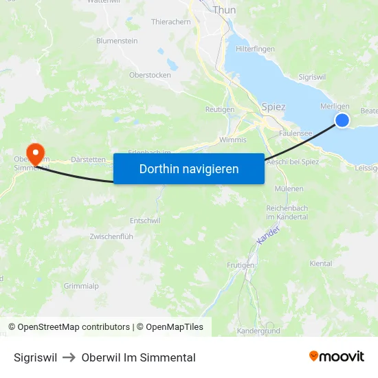 Sigriswil to Oberwil Im Simmental map