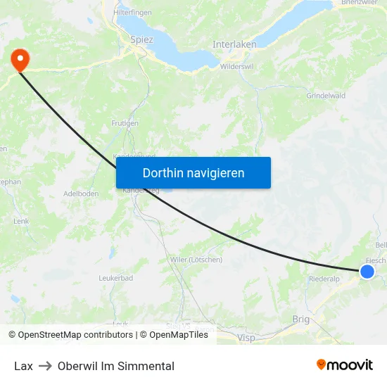 Lax to Oberwil Im Simmental map