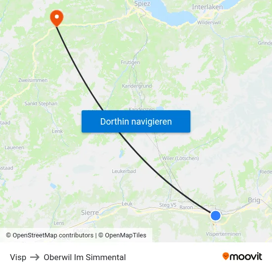 Visp to Oberwil Im Simmental map