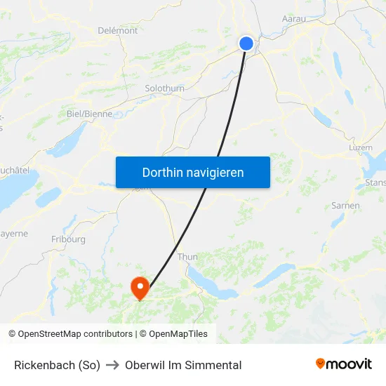 Rickenbach (So) to Oberwil Im Simmental map
