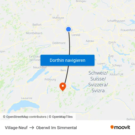 Village-Neuf to Oberwil Im Simmental map
