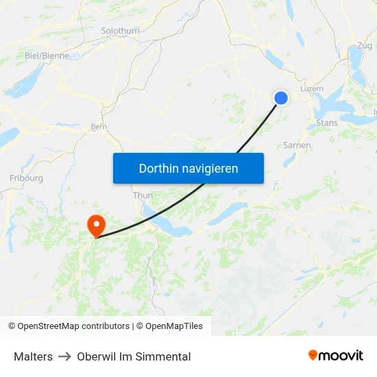 Malters to Oberwil Im Simmental map