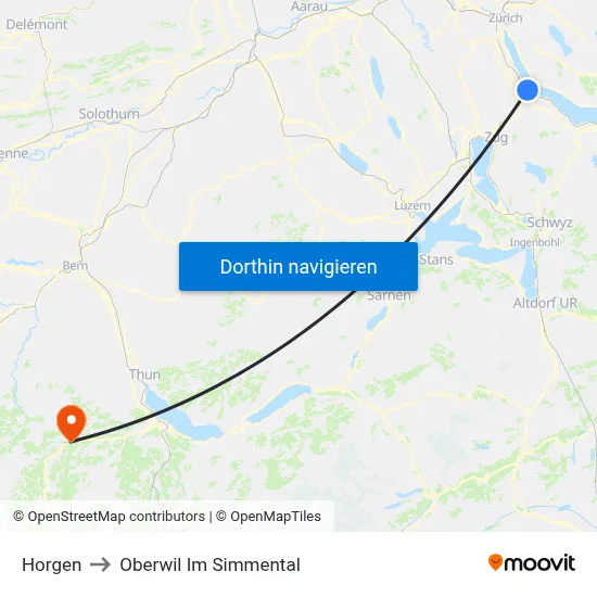 Horgen to Oberwil Im Simmental map