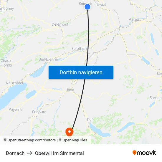 Dornach to Oberwil Im Simmental map