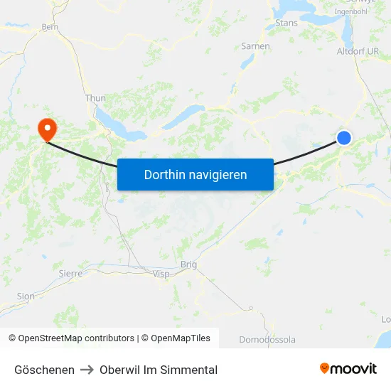 Göschenen to Oberwil Im Simmental map