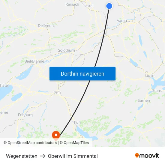 Wegenstetten to Oberwil Im Simmental map
