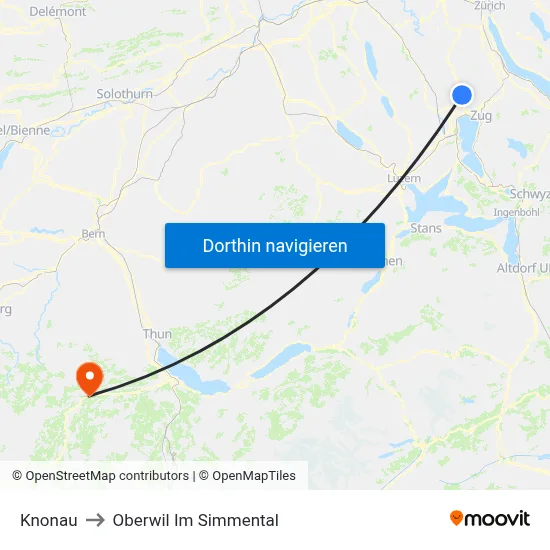 Knonau to Oberwil Im Simmental map