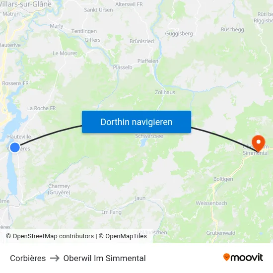 Corbières to Oberwil Im Simmental map