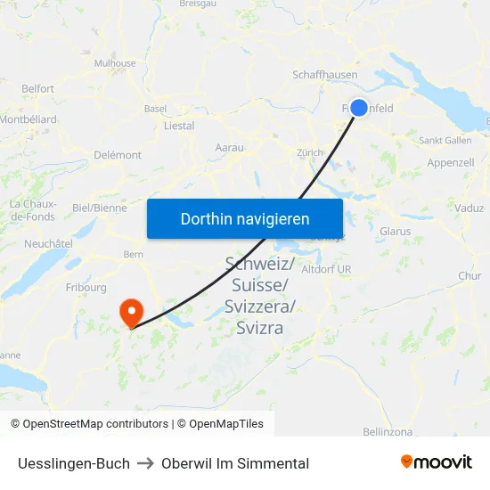 Uesslingen-Buch to Oberwil Im Simmental map