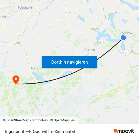 Ingenbohl to Oberwil Im Simmental map
