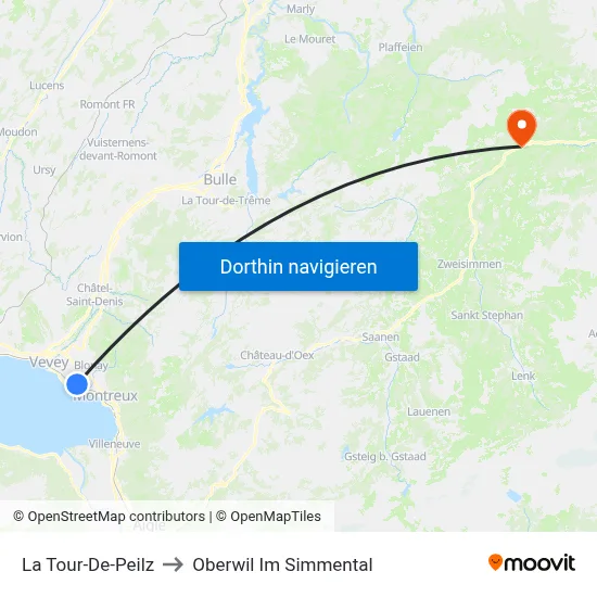 La Tour-De-Peilz to Oberwil Im Simmental map