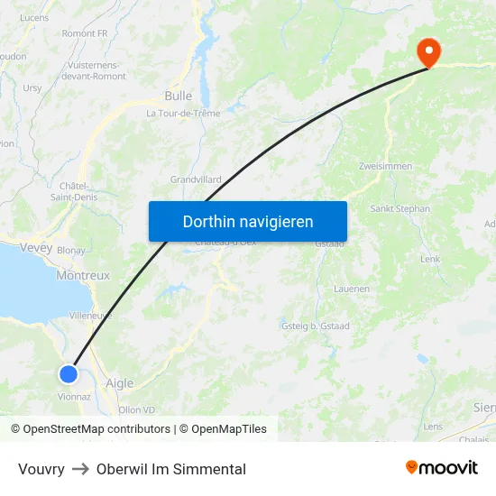 Vouvry to Oberwil Im Simmental map