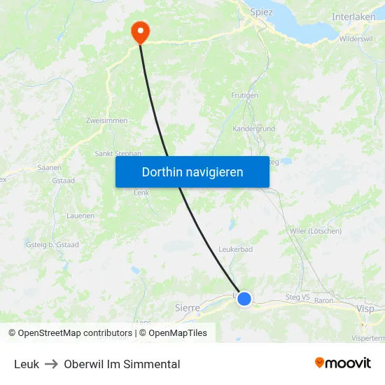 Leuk to Oberwil Im Simmental map