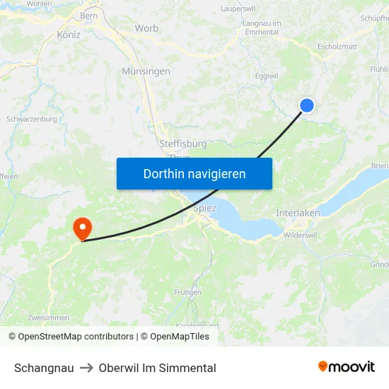 Schangnau to Oberwil Im Simmental map