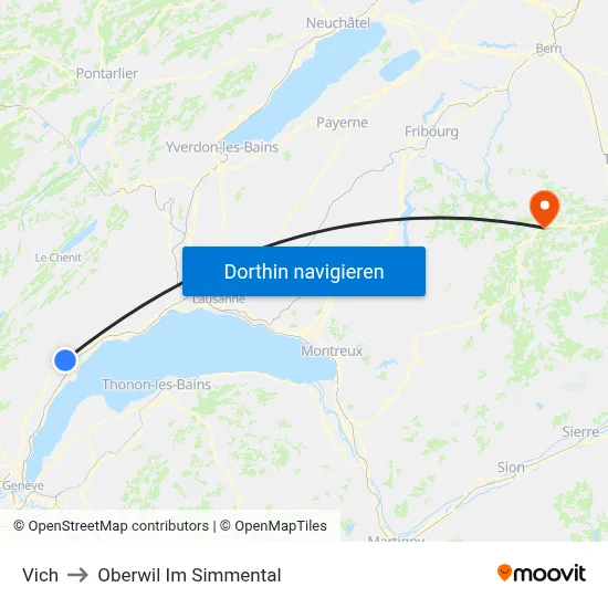 Vich to Oberwil Im Simmental map