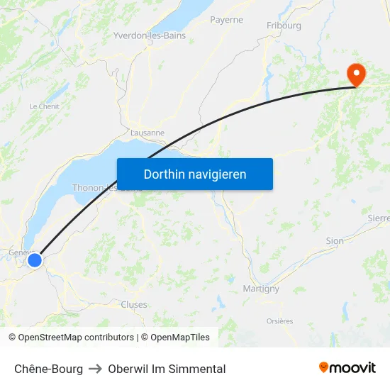 Chêne-Bourg to Oberwil Im Simmental map