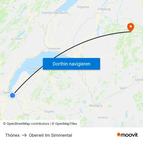 Thônex to Oberwil Im Simmental map