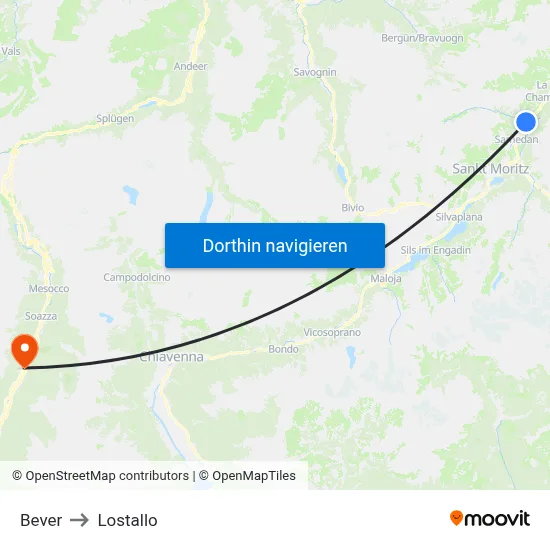 Bever to Lostallo map
