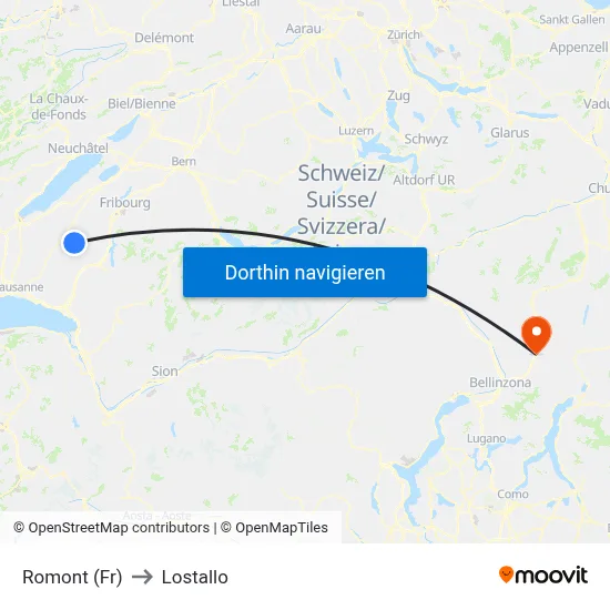 Romont (Fr) to Lostallo map