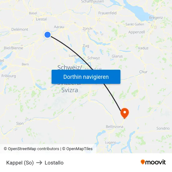 Kappel (So) to Lostallo map